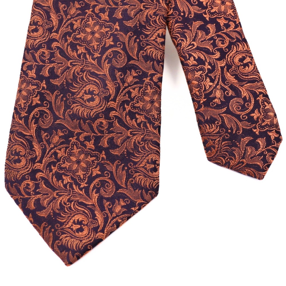 SOHO Ben Sherman Silk Tie Copper Purple Paisley Damask Necktie Made in Italy